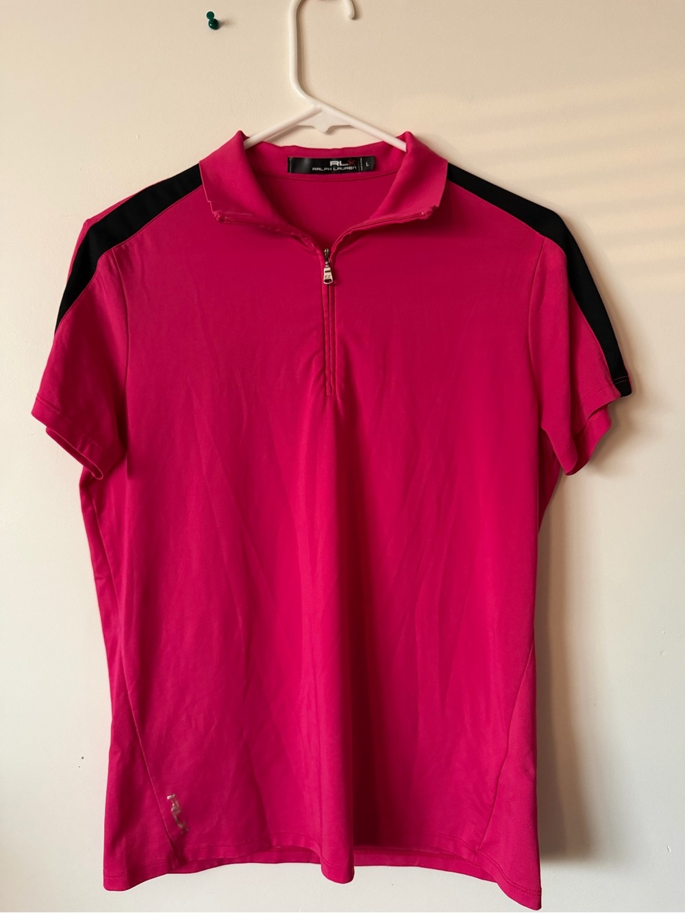 Ralph Lauren RLX Hot Pink Performance Top with Black Logo Detail
